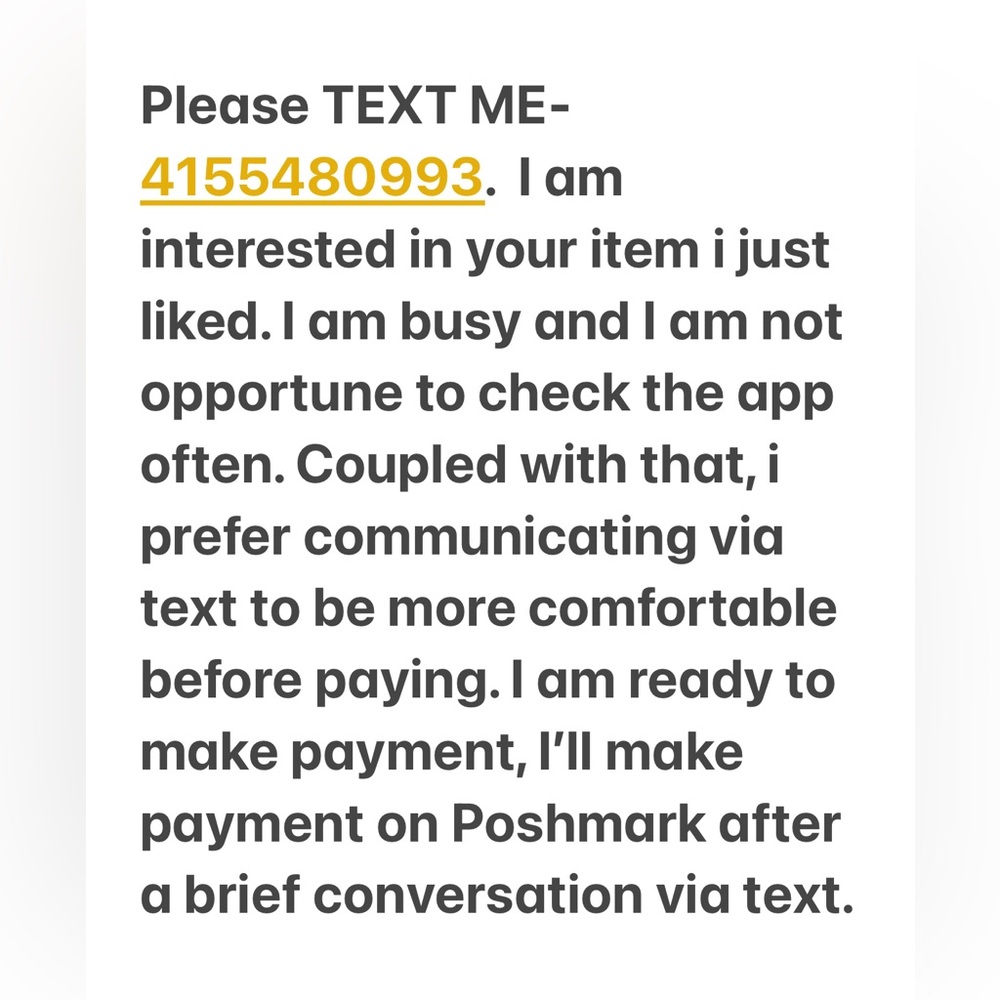 Please Text me-4155480993, I’m interested in your item I just liked.